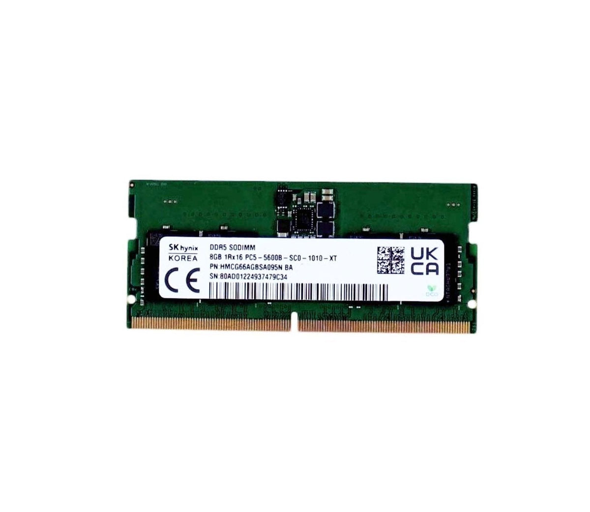 SK Hynix 8GB 5600MHz DDR5 PC5-44800 Non-ECC CL46 262-Pin SoDimm 1.1V Single Rank x16 Memory Module - HMCG66AGBSA095N