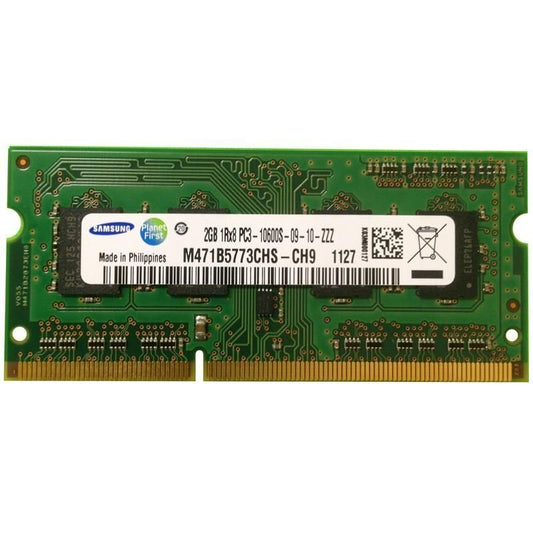 Samsung 2GB 1333MHz DDR3 PC3-10600 Unbuffered non-ECC CL9 204-Pin Sodimm Single Rank Memory - M471B5773CHS-CH9