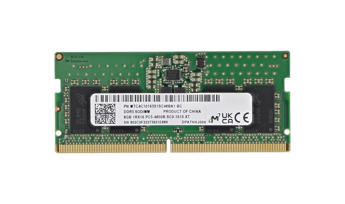 Micron 8GB 4800MHz DDR5 PC5-38400 Non-ECC CL40 262-Pin SoDimm 1.1V Single Rank x16 Memory Module - MTC4C10163S1SC48BA1
